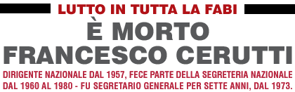 Lutto in tutta la Fabi: è morto Francesco Cerutti